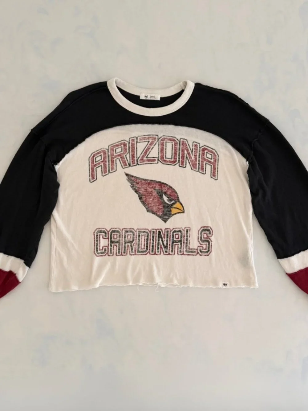 47 Arizona Cardinals Cropped Colorblock Long Sleeve Tee - Picture 1 of 8